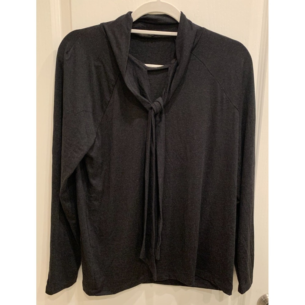 Zara Black‎ Knit Long Sleeve Sweater with tie in front Sz XXL